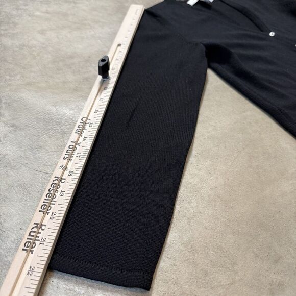 Sutton Studio Cardigan Womens Small Black Pure Wool Button Up V Neck Minimalist - Picture 3 of 8